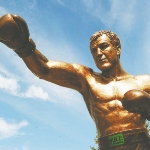 Achievement 22-foot statue of heavyweight champion Rocky Marciano of Rocky Marciano
