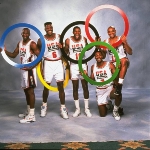 Achievement Dream Team, Barcelona Olympic Games. From left to right: Michael Jordan (9), Patrick Ewing (6), Magic Johnson (10), Karl Malone (7), and Charles Barkley (12). of Charles Barkley