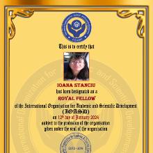 Award Certificate of membership follow,, International Organization for Academic and Scientific Development’’