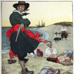 Achievement Howard Pyle's fanciful painting of Kidd burying treasure of William Kidd