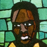 Achievement Steve Biko on a stained glass window in a church in Heerlen of Steve Biko