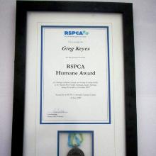 Award RSPCA Humane Award - June 20, 2008