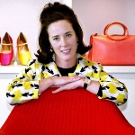 Achievement Kate Spade poses with handbags and shoes from her 2004 next collection in New York. of Katherine Brosnahan