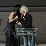 Achievement Designers Vera Wang (L) and Ralph Lauren on stage 2013 CFDA Fashion Awards Underwritten By Swarovski - Show at Lincoln Center on June 3, 2013 in New York City. of Vera Wang