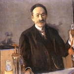 Achievement Professor Karol Olszewski in the laboratory; painting by Leon Wyczółkowski of Karol Olszewski