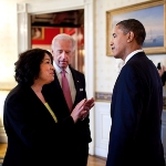 Achievement President Barack Obama meets with Judge Sonia Sotomayor and Vice President Joe Biden prior to an announcement in the East Room, May 26, 2009. of Sonia Sotomayor