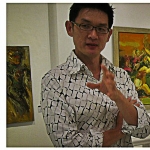 Achievement Lim Ah Cheng with his artworks. of Lim Cheng