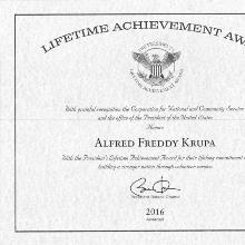 Award Lifetime Achievement Award 2016 by US President B. Obama