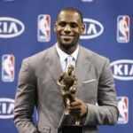 Achievement LeBron James poses after having accepted the NBA MVP trophy on May 12, 2012 in Miami. of LeBron James