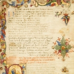 Achievement Alderotti`s wonderful book, a medical alchemical and Viticultural summary, incorporating Hermes, the transmutation of metals, Taddeo Alderotti, the virtues and Arnaud from Villanova letter from human blood, illuminated manuscript on vellum. of Taddeo Alderotti