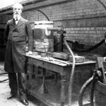 Achievement Henri Moissan with electric arc furnace of Henri Moissan
