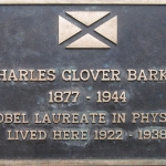 Achievement A commemorative plaque on Hermitage House NT2570: Hermitage of Braid and flowering Acer, the home of the Nobel Physics Laureate from 1922-1938, which was unveiled on 12 June 2018. of Charles Barkla