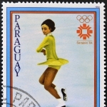 Achievement Peggy Fleming at the 1968 Olympics on a 1983 Paraguayan stamp. of Peggy Fleming
