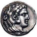 Achievement A contemporary depiction of Alexander the Great by close aides: this coin was struck by Balakros or his successor Menes, both former Somatophylakes (bodyguards) of Alexander, when they held the position of satrap of Cilicia in the lifetime of Alexander, circa 333-327 BC. The reverse shows a seated Zeus Aëtophoros. of Alexander the Great