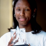 Achievement Chamique Holdsclaw of the Washington Mystics receives the 1999 WNBA Rookie of the Year Award circa 1999 at the MCI Center in Washington D.C.  of Chamique Holdsclaw