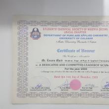Award Certificate of Honour