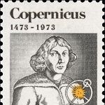 Achievement U.S. postage stamp on 500th anniversary of Copernicus's birth (1973) of Nicolaus Copernicus