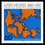 Achievement 60 Pfennig - a special stamp of the Bundespost Berlin (1980) for continental drift. of Alfred Wegener