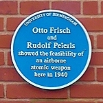 Achievement University of Birmingham – Poynting Physics Building – blue plaque of Rudolf Peierls