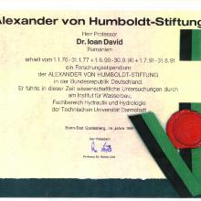 Award "Alexander von Humboldt" fellow-diplome