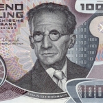 Achievement Portrait of Schrödinger on an Austrian banknote of Erwin Schrodinger