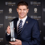 Achievement Steven Gerrard with his Senior Men's Player of the Year award during the FA England Awards at The Hilton, St George's Park, Burton Upon Trent.  of Steven Gerrard