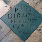 Achievement The commemorative marker in Westminster Abbey. of Paul Dirac