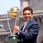 Achievement Sachin Tendulkar poses with the ICC Cricket World Cup Trophy, with the Gateway of India in the backdrop, during a photo call at the Taj Palace Hotel, Mumbai, India. Photo by Ritam Banerjee. of Sachin Tendulkar