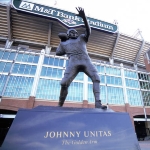 Achievement A statue of Johnny Unitas sits outside M&T Bank Stadium before the game between the Pittsburgh Steelers and the Baltimore Ravens, Baltimore, Maryland. Photo by Jerry Driendl. of Johnny Unitas
