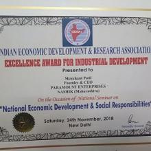 Award Excellence Award For Industrial Development -2018