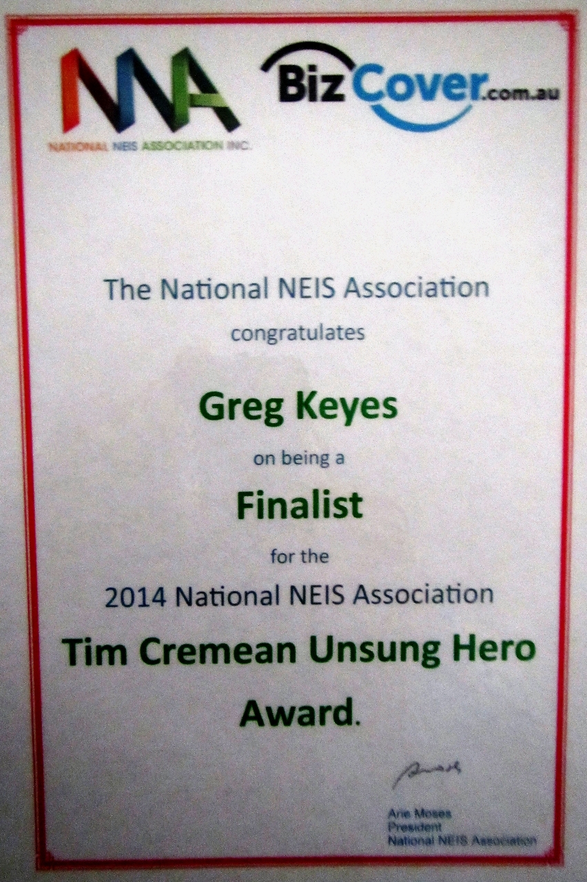 Finalist - Tim Cremean Unsung Hero Award - NEIS Australian Government Business Award 2016
