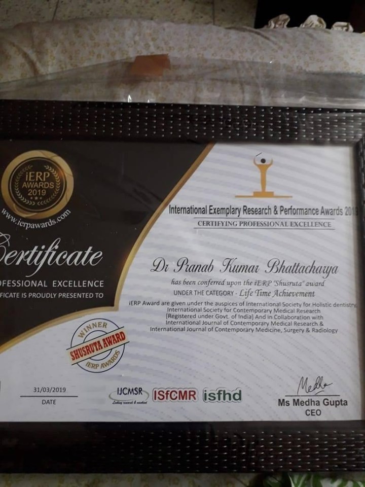 Life Time Achievement award Sushrut award 2019