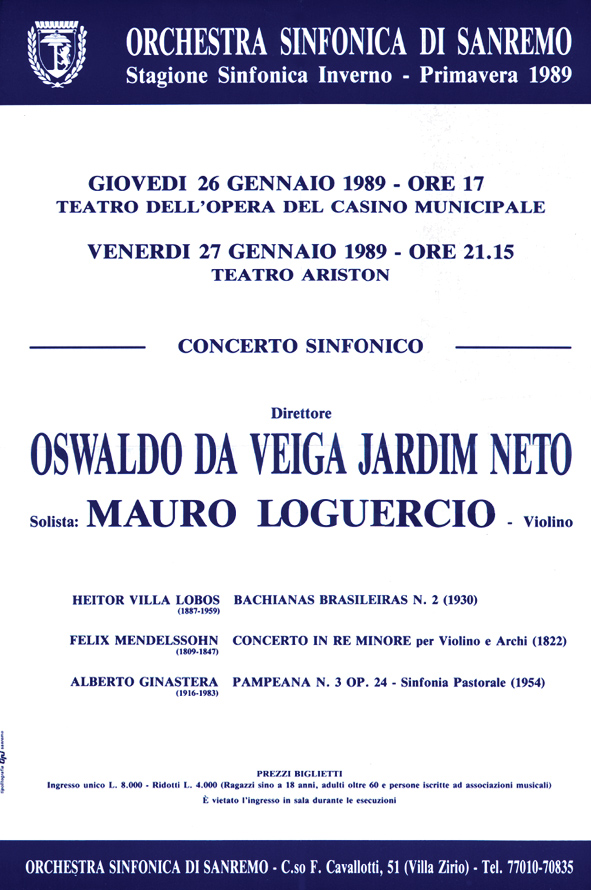 VI Concorso Internazionale “Città di San Remo – Gino Marinuzzi per Giovani Direttori d’Orchestra, 1987