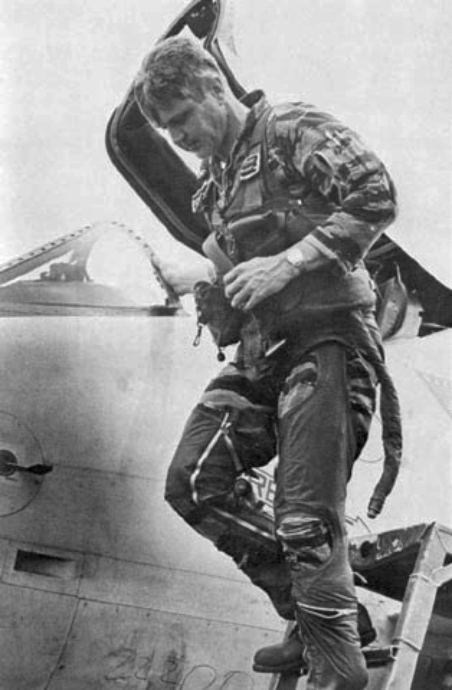 <em>Stockdale exits his A-4 Skyhawk (U.S. Navy)</em>