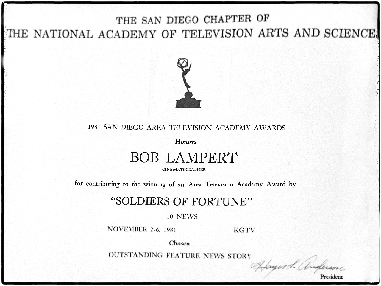 1981 San Diego area Television Academy Award