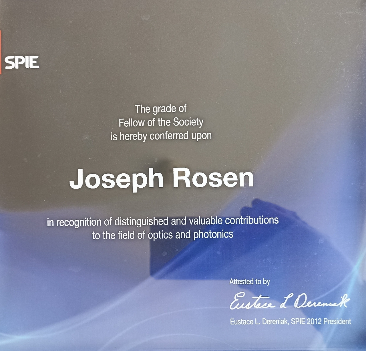 Nomination for Fellow of SPIE